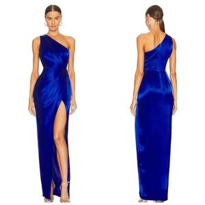 SAU LEE Revolve Preston Dress One Shoulder Egyptian Wedding Bridal Royal Blue 4